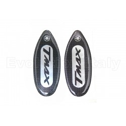 Adesivo Resinato per Copriforo Specchietto YAMAHA TMAX 500 2001-2007 silver-nero