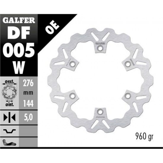 Disco Freno GALFER DF005W misure (A 276 - B 144 - C 5 - D 6 - E 10.5 - F 166 - G 0)