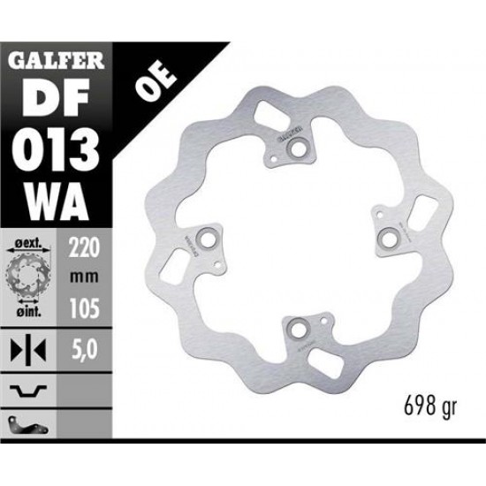 Disco Freno GALFER DF013WA misure (A 220 - B 105 - C 5 - D 4 - E 10.5 - F 125 - G 0)